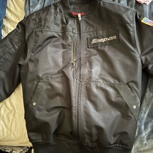 Snap Black Work Bomber Jacket with Snap-on Patch